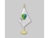 Single golden desk office flagpole with Polyester or Stan fabric flags
