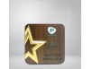 Brown rectangular wood with golden star