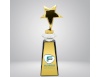 Gold star statue with black base