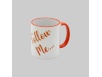 Orange handle white mug