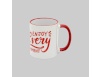 Red handle white mug
