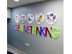 Wallpaper with embossed acrylic letters
