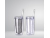 Cup cold drink with a plastic straw