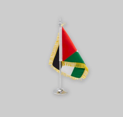 Single Silver desk office flagpole with Polyester or  Stan flags