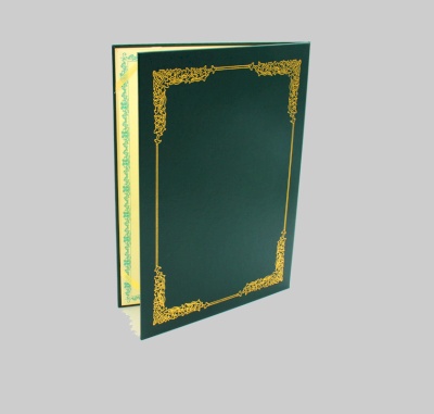 Dark green cardboard certificate cover 