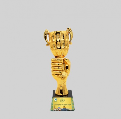 Golden hand statue