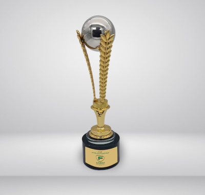 Spilla and ball statue with a black base