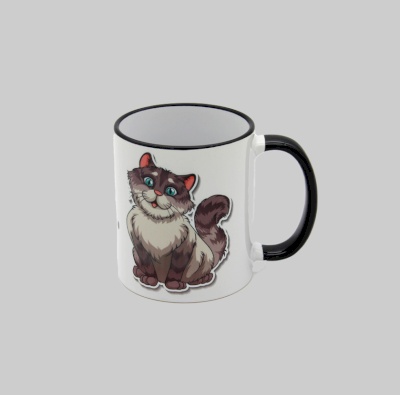 Black handle white mug