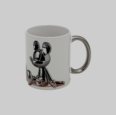 Silver handle white mug