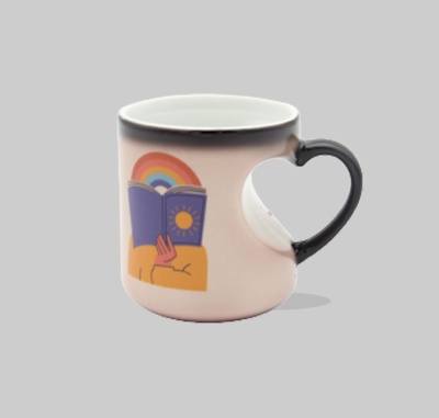 Black heart thermal mug