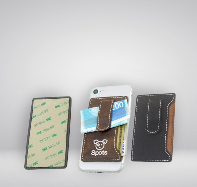 Card holder attached to the back of the mobile phone